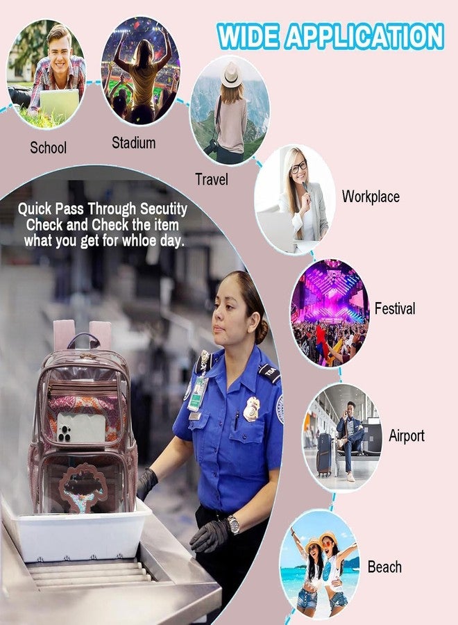 ESVAN Clear Backpack Transparent Stadium Approved See Through for Middle College Laptop Bag with Leather Trim - Image 5