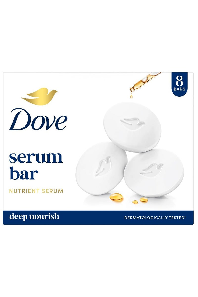 دوف صابون دوف للاستحمام مع 1/4 كريم مرطب لبشرة ناعمة، سلسة، ومتألقة، 125 جرام ، عبوة من 8 قطع. - Image 1