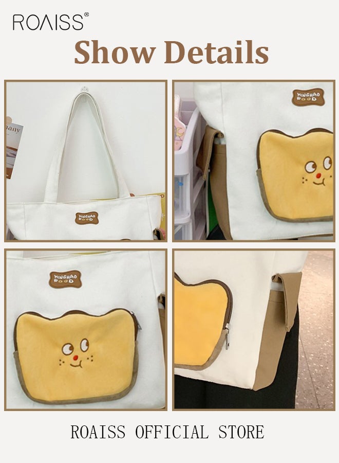 roaiss Large Capacity Shoulder Bag  Durable Macaron Color Scheme Smooth Zipper Solid Color Tote Bag  - Image 3
