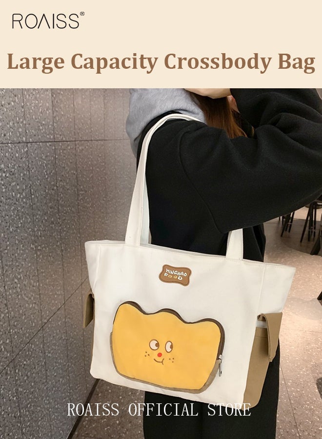 roaiss Large Capacity Shoulder Bag  Durable Macaron Color Scheme Smooth Zipper Solid Color Tote Bag  - Image 5