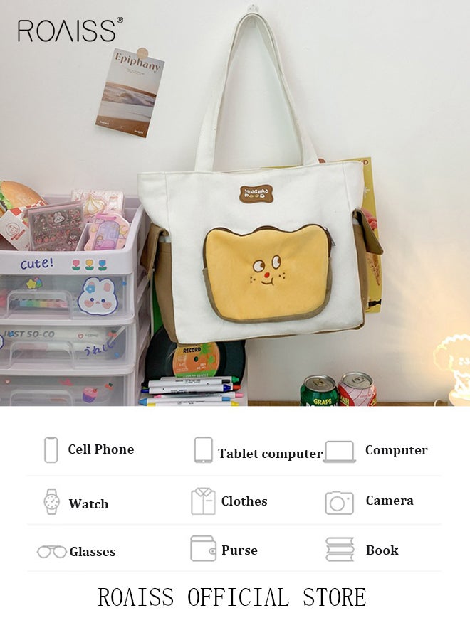 roaiss Large Capacity Shoulder Bag  Durable Macaron Color Scheme Smooth Zipper Solid Color Tote Bag  - Image 4