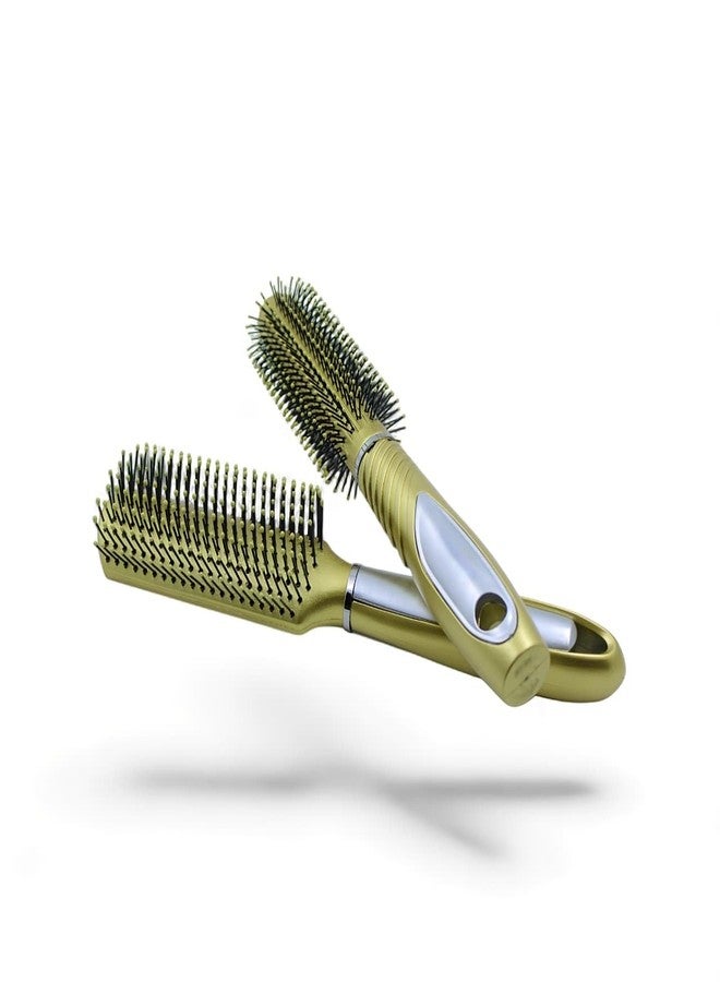 ADHVIK مجموعة مشط الشعر - عبوة من قطعتين من فرش تصفيف الشعر الاحترافية لجميع أنواع الشعر - فك التشابك، وإضفاء كثافة ولمسة نهائية ناعمة - تصميم مريح لسهولة الإمساك - Image 2