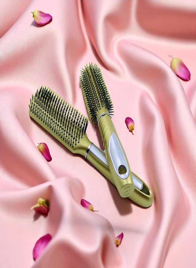 ADHVIK مجموعة مشط الشعر - عبوة من قطعتين من فرش تصفيف الشعر الاحترافية لجميع أنواع الشعر - فك التشابك، وإضفاء كثافة ولمسة نهائية ناعمة - تصميم مريح لسهولة الإمساك - Image 3