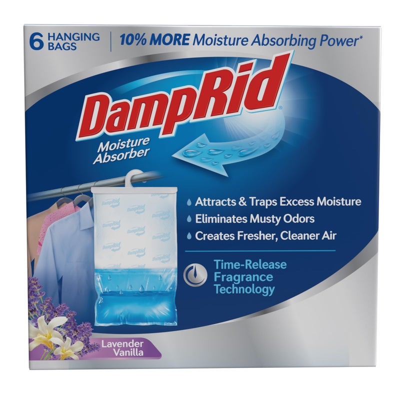 DampRid Lavender Vanilla Hanging Moisture Absorber 154 oz 6 Pack  Eliminates Musty Odors for Fresher Cleaner Air Ideal Moisture Absorbers for Closet 10 More Moisture Absorbing Power