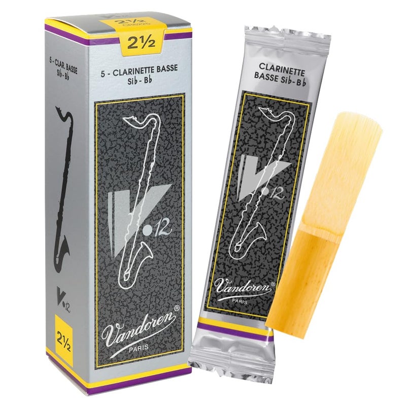Vandoren CR6225 Bass Clarinet V.12 Reeds Strength 2.5; Box of 5, Black - Image 1