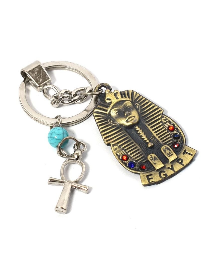 immatgar immatgar pharaonic King Tutankhamun - keychain Egyptian souvenirs gifts from egypt Authentic Pharaoh (Burnt Yellow2 with ankh key) 