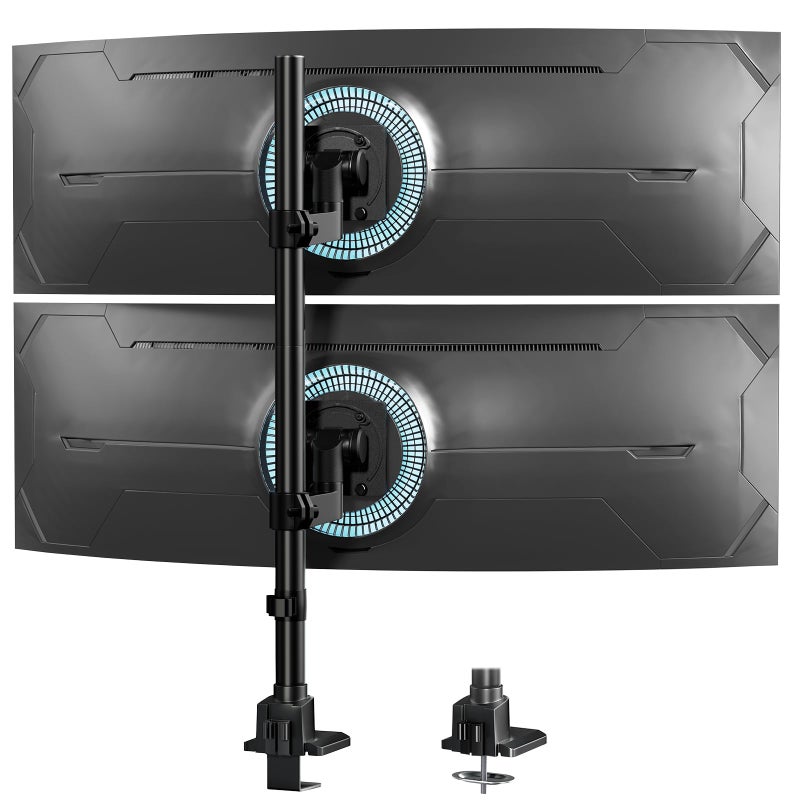 Putilsen Mount Dual Monitor-Arm Ultrawide Heavy Duty - 24-57 inch Vertical Dual Monitor Mount, Adjustable Stacked Double Monitor Desk Mount Stand, Max Load 59.4 lbs (per Screen), VESA 75 100 mm, Black - Image 1