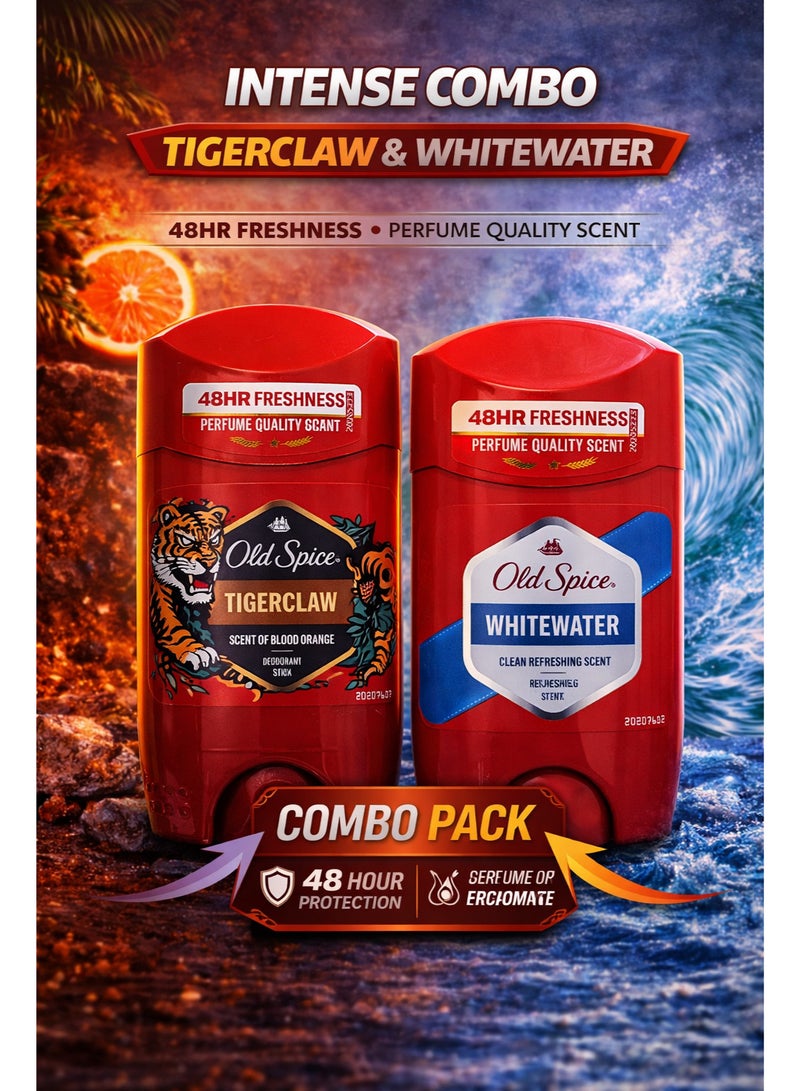 Tigerclaw & Whitewater Deodorant Stick 48H Freshness 2x50 ml