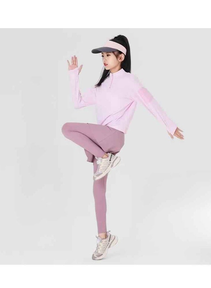 Children's Quick Drying Clothes Yoga Badminton Tennis Training Hooded Long Sleeved Sports Suit  - Image 4