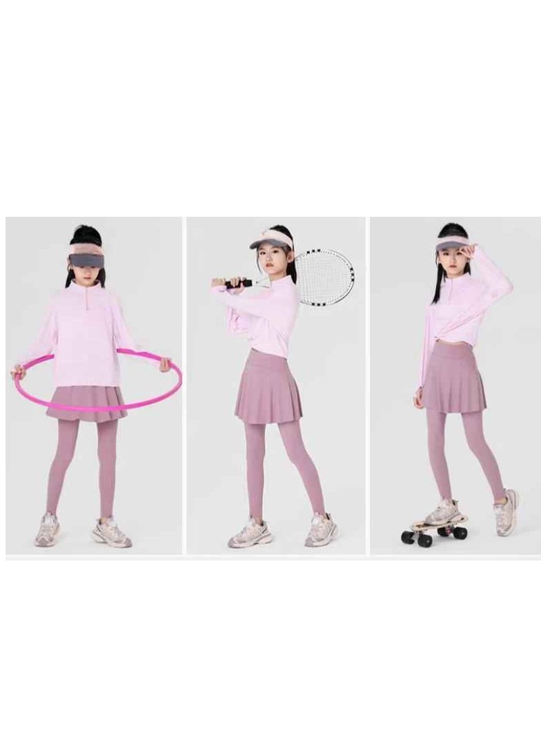 Children's Quick Drying Clothes Yoga Badminton Tennis Training Hooded Long Sleeved Sports Suit  - Image 3