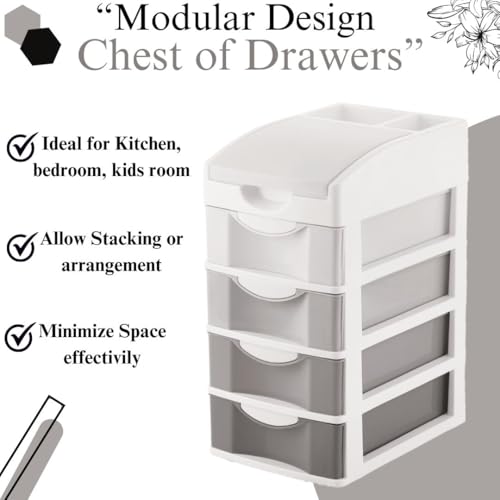 Nabhya Small Size Desktop Cosmetic & Make-up Organizers Drawer MulitPurpose Drawer Rack Organizers (Grey, 4 Layer) - Image 5