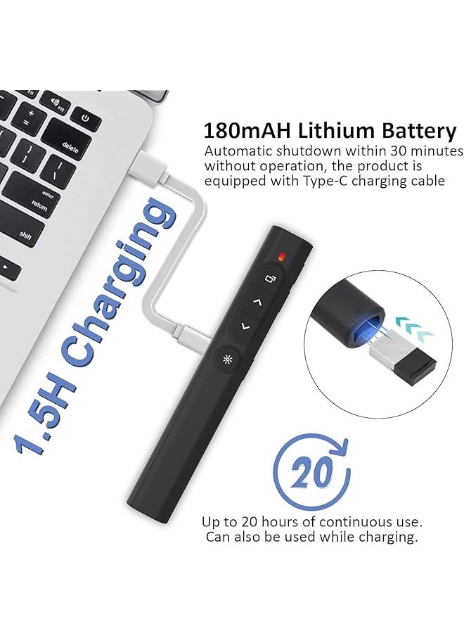 إيروريكس - جهاز عرض تقديمي لاسلكي من Powerpoint مع ارتباطات تشعبية لصفحة لأعلى وأسفل ووحدة تحكم عن بعد للعرض التقديمي بمنفذ USB من النوع C بسرعة 2.4 جيجاهرتز لجهاز Keynote Ppt Mac Pc Laptop - Image 1