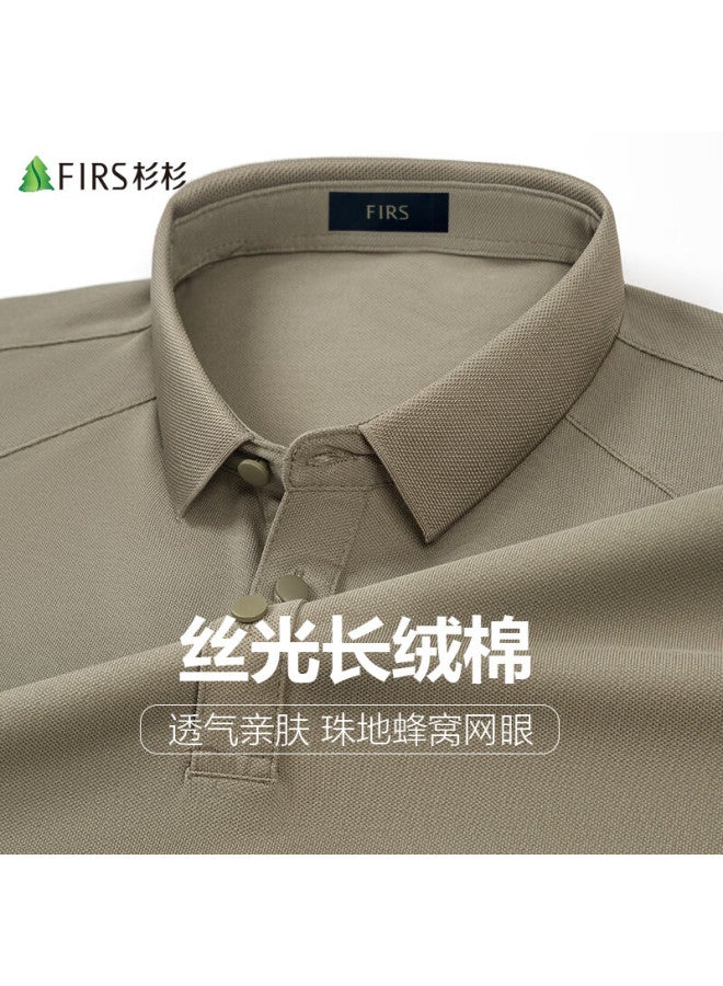 Firs Men'S Short Sleeve T-Shirt With Long-Staple Cotton, Summer Business Casual Solid Color Cotton Polo Shirt Workwear For Men - Image 2