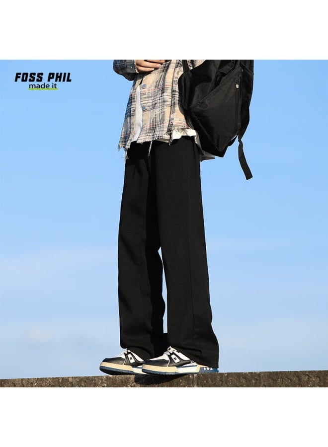 Foss Phil Men's Jeans, Summer American-style Thin Vibe Casual Trendy Straight-leg Versatile Slightly Flared Fpn14, Black, 3XL - Image 5