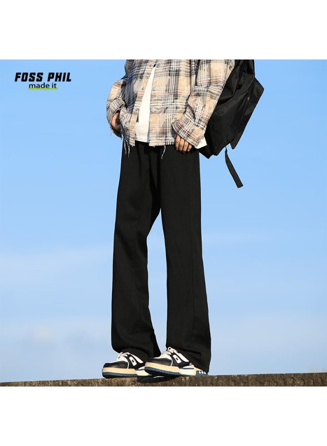 Foss Phil Men's Jeans, Summer American-style Thin Vibe Casual Trendy Straight-leg Versatile Slightly Flared Fpn14, Black, 3XL - Image 2