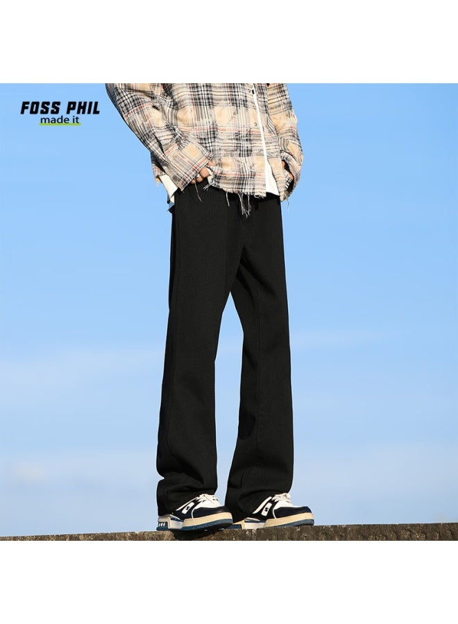 Foss Phil Men's Jeans, Summer American-style Thin Vibe Casual Trendy Straight-leg Versatile Slightly Flared Fpn14, Black, 3XL - Image 1