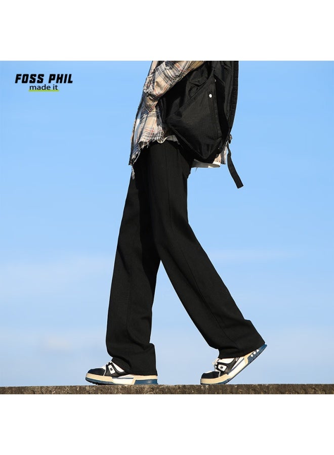 Foss Phil Men's Jeans, Summer American-style Thin Vibe Casual Trendy Straight-leg Versatile Slightly Flared Fpn14, Black, 3XL - Image 3