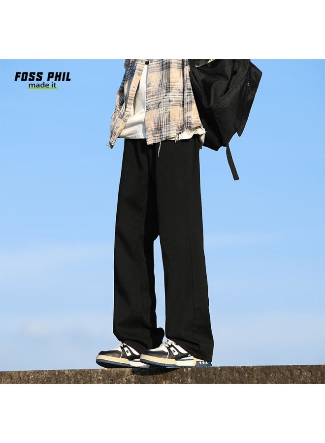 Foss Phil Men's Jeans, Summer American-style Thin Vibe Casual Trendy Straight-leg Versatile Slightly Flared Fpn14, Black, 3XL - Image 4