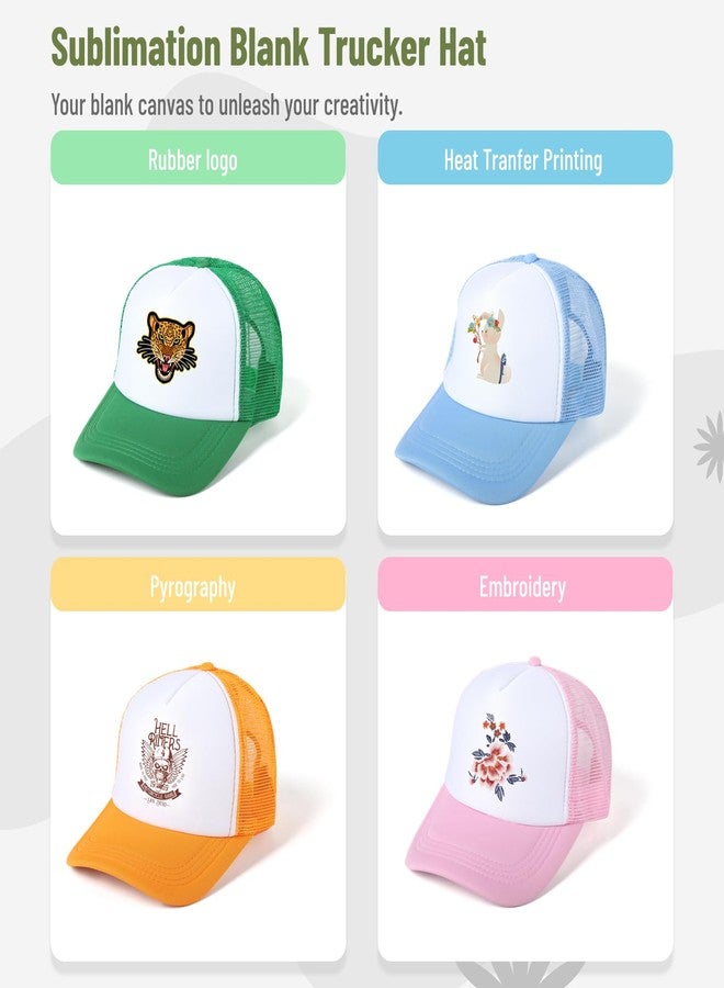Lnrueg 10 PCS Sublimation Blank Trucker Hats, Men Women Unisex Adults All Seasons Sports Baseball Cap, 10 Colors, 10 Count, 30 SPF UV Protection - Image 2