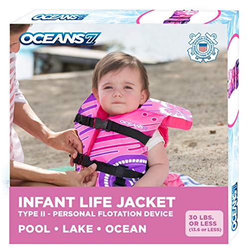 Aqua Leisure Oceans 7 US Coast Guard Approved InfantChildYouth Life Jacket Vest Sizes for 890 Lbs Type III Vest PFD Personal Flotation Device - Image 1