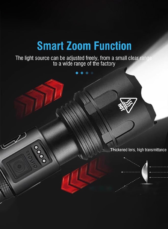 XHP50 LED Flashlight - IP67 Waterproof & 5000mAh Battery

Zoomable 1000m Beam with 3 Modes (White/Red/Green)

Type-C Charging & Battery% Display - Outdoor Camping/Hiking/Emergency  - Image 4