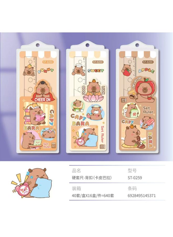 HELPS Elementary School Student Cartoon Ruler Set Four-piece Customized Student 20cm Transparent Ruler Set Cute School Supplies Stationery - Image 1