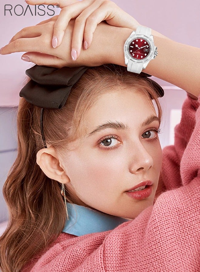 roaiss Women's TPU Strap Electronic Quartz Watch Analog Display Round Red Dial Waterproof Luminous Casual Sports Watch as Gift for women - Image 2