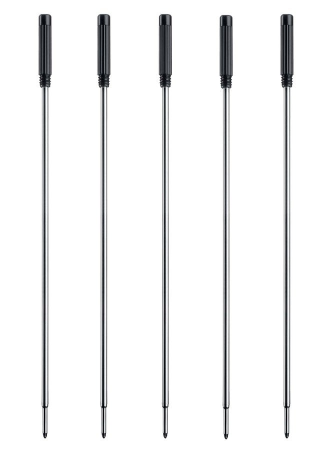 DunBong Black Ink Refill Pack of 5, Replaceable Ballpoint Pen Refills, Medium Point Metal Refill (Black) - Image 1
