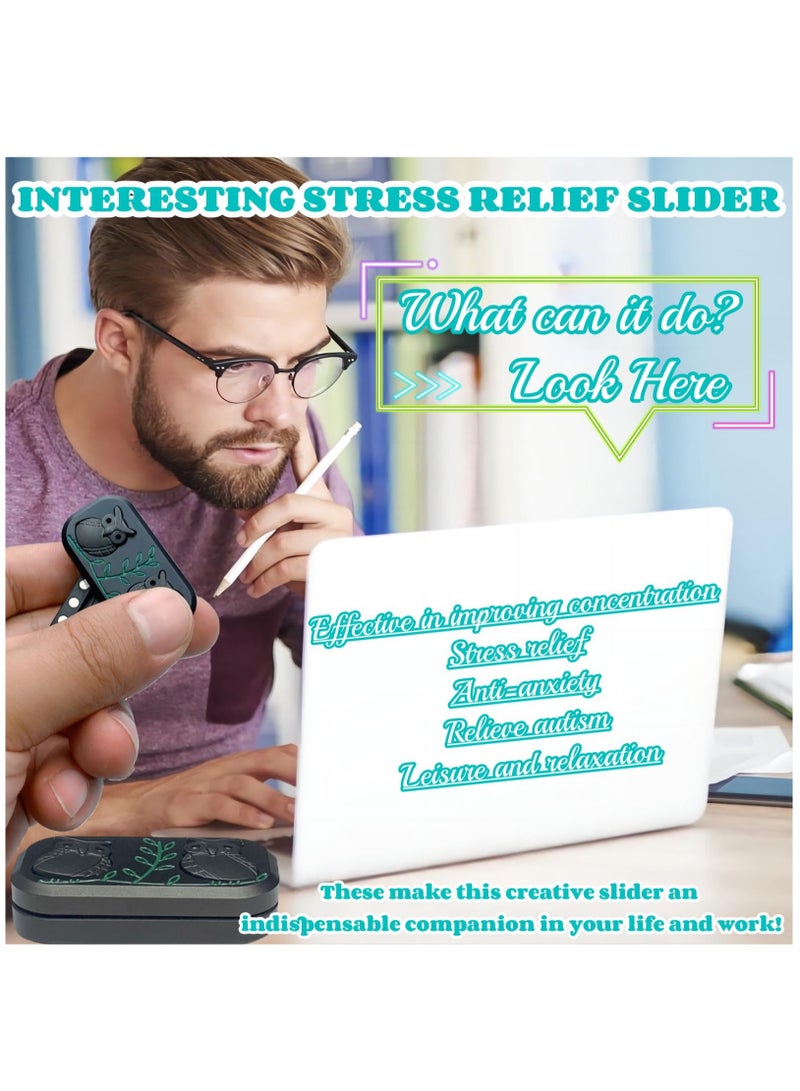 SOLARAE Decompression Metal Fidget Slider, New Men's EDC Hand Slider, Push Card Stress Relief Toys,Twig Sitting Owl Shape Design Fidget Toys,Office Desk Toys Gifts for Boyfriend and Father, Black - Image 5