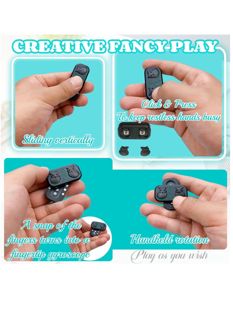 SOLARAE Decompression Metal Fidget Slider, New Men's EDC Hand Slider, Push Card Stress Relief Toys,Twig Sitting Owl Shape Design Fidget Toys,Office Desk Toys Gifts for Boyfriend and Father, Black - Image 2