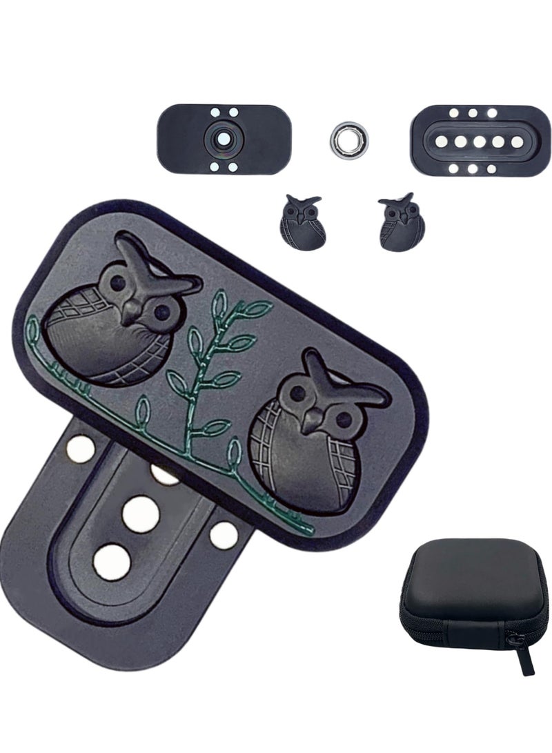 SOLARAE Decompression Metal Fidget Slider, New Men's EDC Hand Slider, Push Card Stress Relief Toys,Twig Sitting Owl Shape Design Fidget Toys,Office Desk Toys Gifts for Boyfriend and Father, Black - Image 1