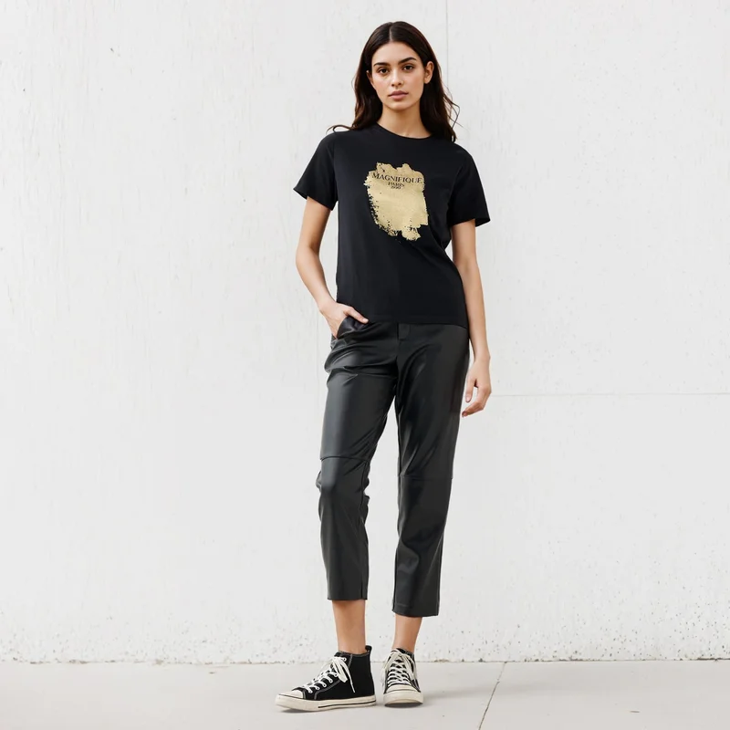 Splash FAV Graphic Print T-shirt with Crew Neck