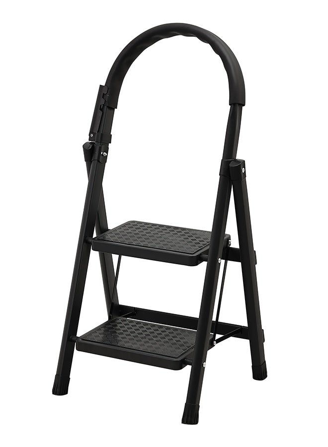 LAWAZIM Pro7 2-Step Folding Ladder With Tools Hanger - Black - 120kg Load Capacity Step Stool with Convenient Handgrip, Tools Holder Rack, Anti-Slip Pedals - Multi-Use Ladder for Kitchen & Household - Image 2