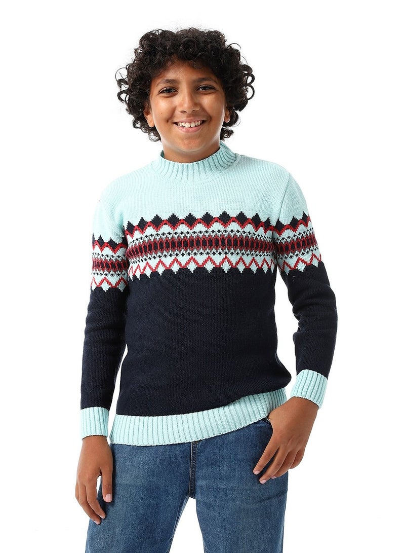 Caesar Wool Boys Pullover With Multi Design  - Image 1