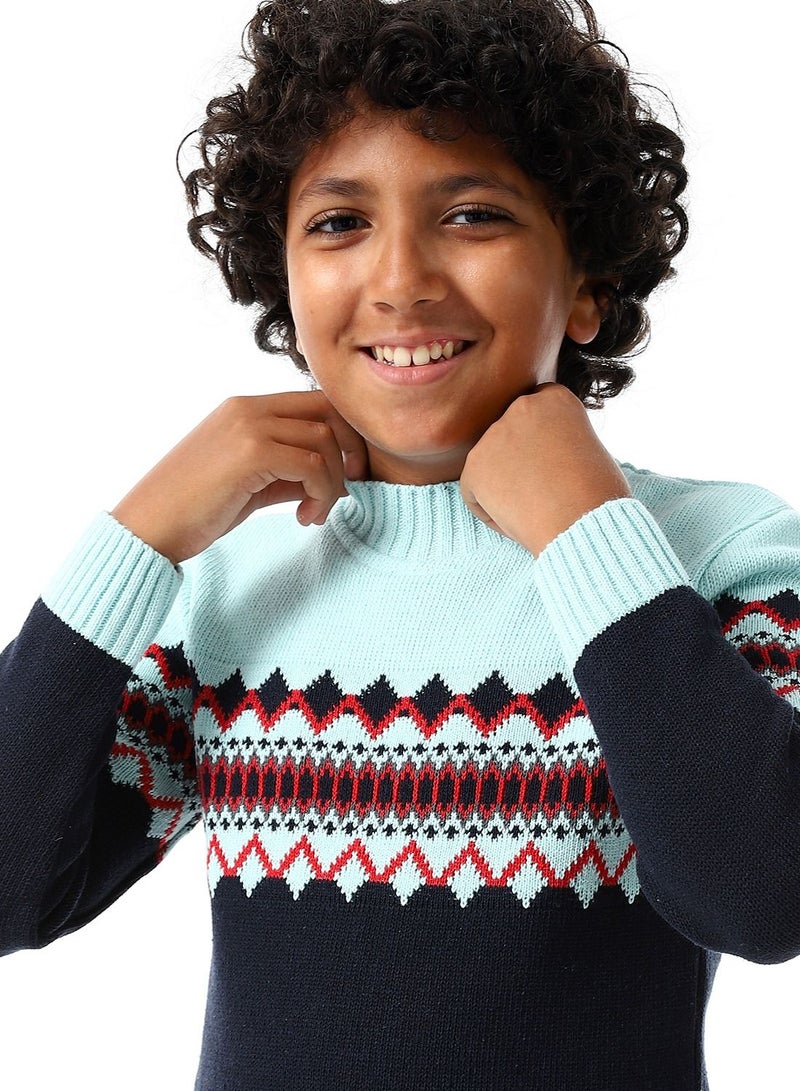 Caesar Wool Boys Pullover With Multi Design  - Image 3