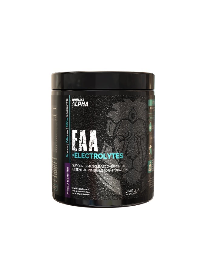 EVA PHARMA Limitless Alpha EAA + Electrolytes – 296g – 7.5g EAAs & 497mg Electrolytes Per Scoop – 30 Servings – Mixed Berries Flavor. - Image 1