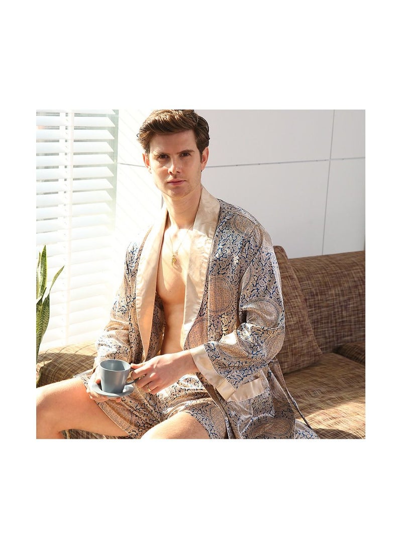 Loquat Printed Pyjama Robe Gold  - Image 2