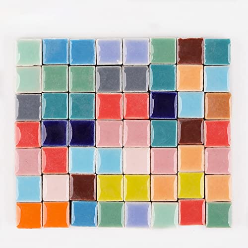 PINUO&KE 200 Pieces / 200 g Mosaic Tiles Square Shapes 0.4x0.4 inch Square Ceramic Mosaic Mosaic Glass Pieces for Home Decoration or DIY Crafts - Dark Grey - Image 3
