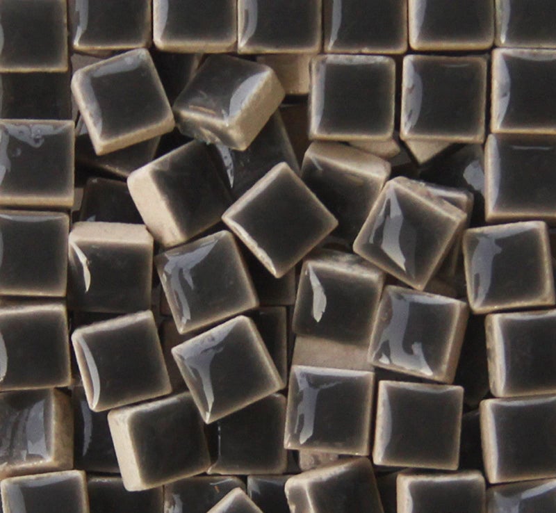 PINUO&KE 200 Pieces / 200 g Mosaic Tiles Square Shapes 0.4x0.4 inch Square Ceramic Mosaic Mosaic Glass Pieces for Home Decoration or DIY Crafts - Dark Grey - Image 1