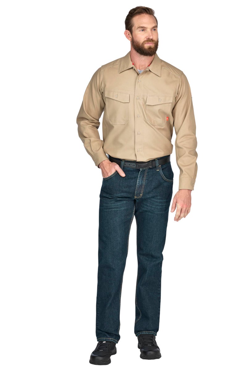 Bulwark Mens iQ Series Endurance Collection FR Work Shirt Khaki Large