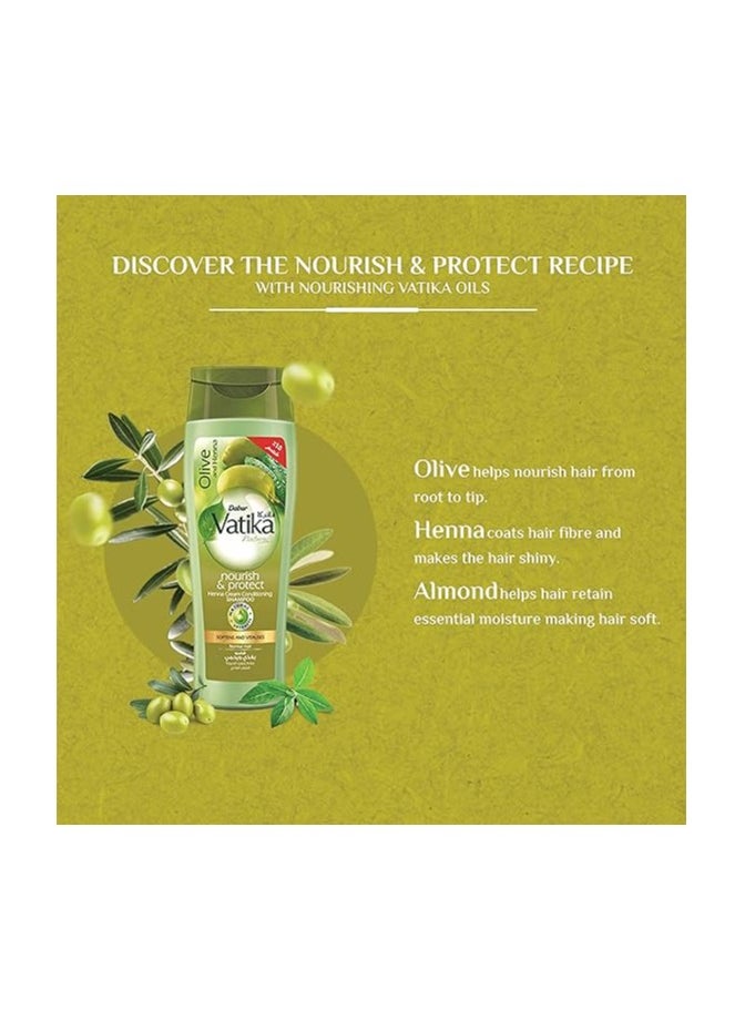 Dabur - Vatika Naturals Nourish & Protect Shampoo | Olive & Henna Conditioning Cream | Softens & Vitalizes | For Normal Hair 180ml - Image 1