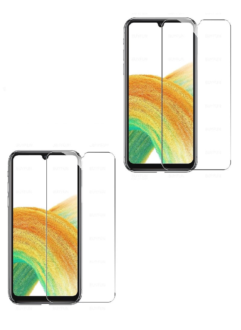 Super 2 Pieces Tempered Glass Screen Protector Clear Designed For Samsung Galaxy A33 4G Full Screen Coverage And Bubble Free - Image 1