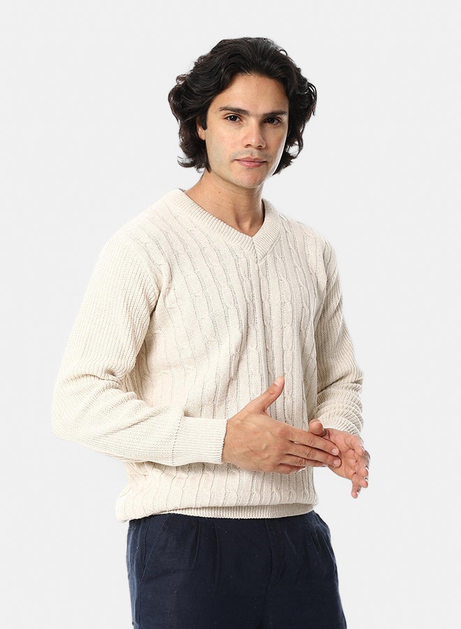 Andora Knitted Long Sleeves V-Neck Pullover - Image 1