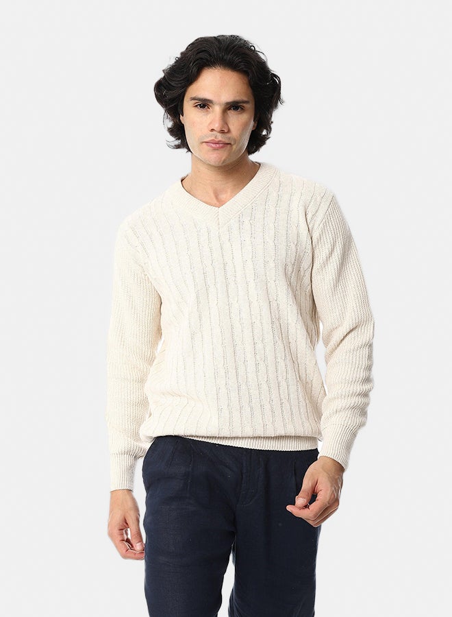 Andora Knitted Long Sleeves V-Neck Pullover - Image 2