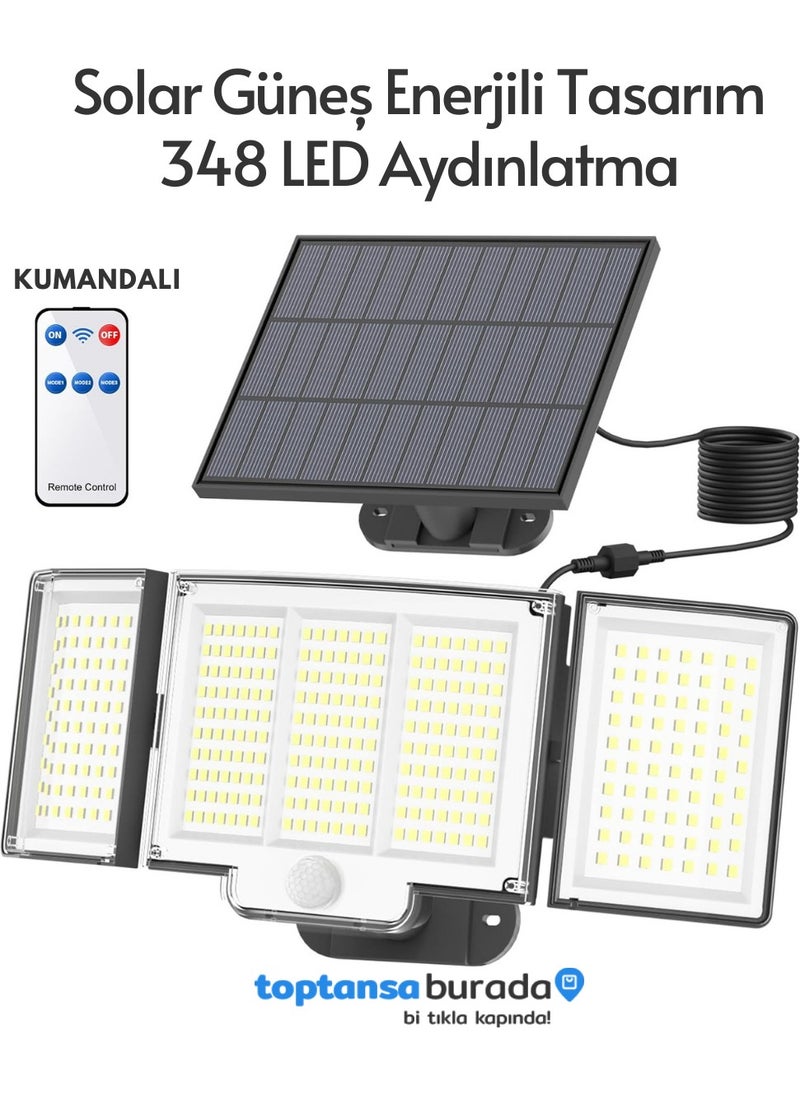 Technosmart Solar Powered 348 LEDs Remote Controlled Motion Sensor 3 Mode Garden Lighting Lamp  - Image 1