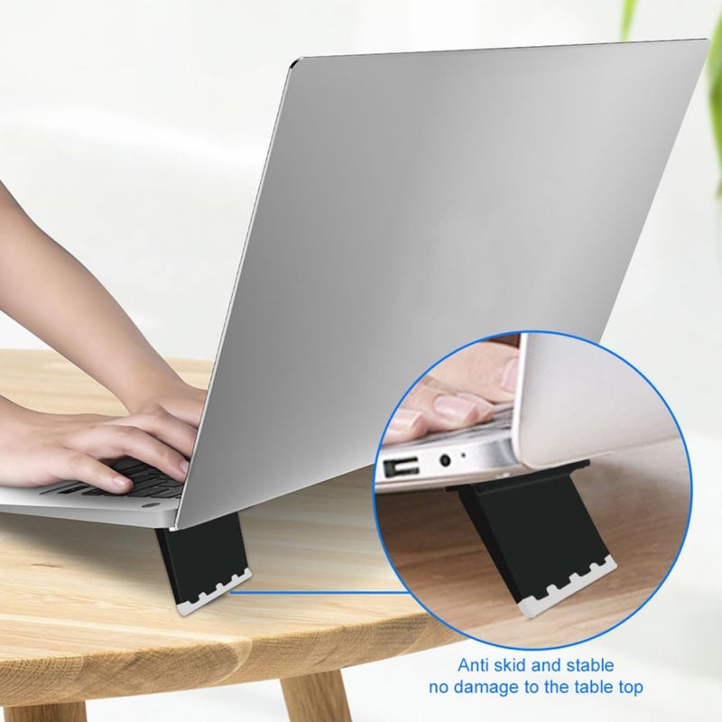2pcs Portable Laptop Stand Cooler Riser Holder, Small Foldable Notebook Support Feet for Desk Use, Adjustable Height Black Laptop Cooling Bracket Compatible with Notebooks - Image 5