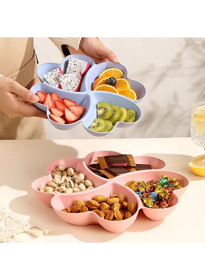 Blue Heart Shaped Party Serving Trays 4 Count Plastic Compartment Snack Plates for Fruit Appetizers and Party Platters Easy Clean Space Saving Snack Organizer for Home Office and Events - Image 1