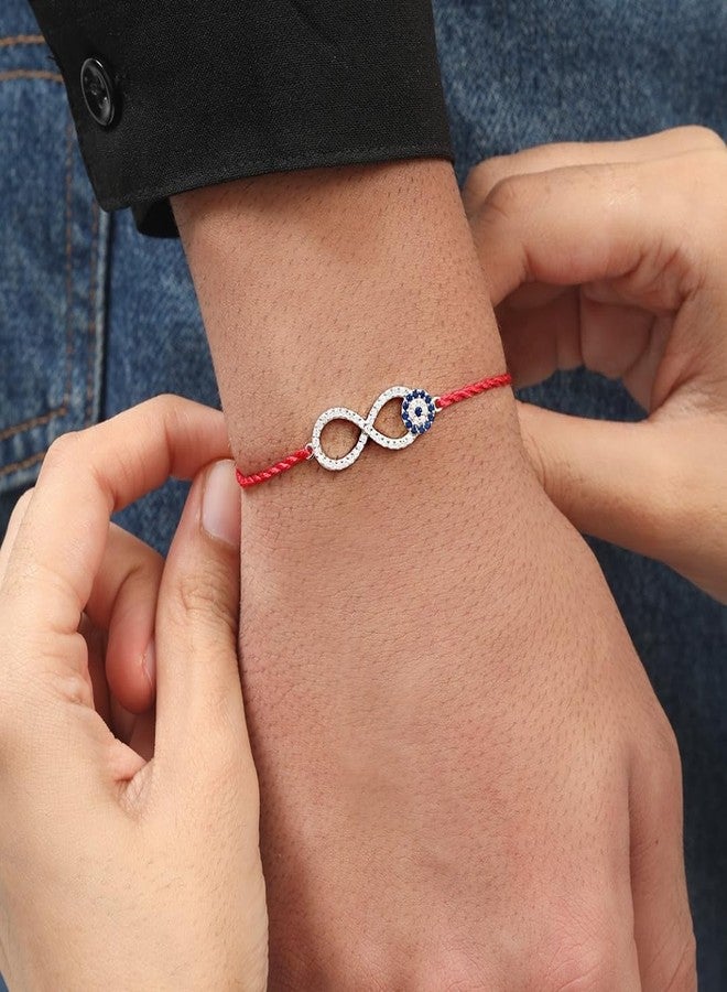 ZAVYA 925 Sterling Silver Evil Eye Cubic Zirconia Rhodium Plating Silver Rakhi | Rakhi for Brother-Happy Rakshabandhan | With Certificate of Authenticity and 925 Hallmark - Image 3