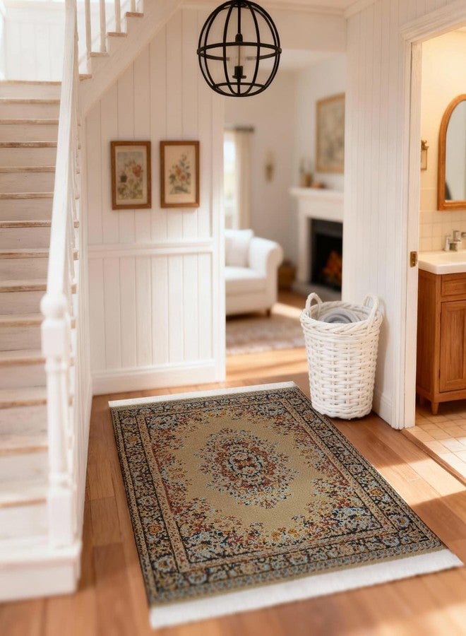 CHAMBERY 1:12 Scale Miniature Woven Rugs and Carpet 2Pcs Area Rug Dollhouse Accessories Decoration, Blue, Brown - Image 4