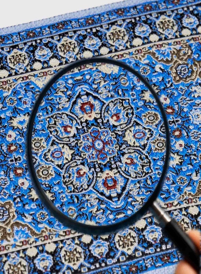 CHAMBERY 1:12 Scale Miniature Woven Rugs and Carpet 2Pcs Area Rug Dollhouse Accessories Decoration, Blue, Brown - Image 3